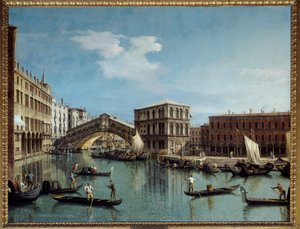 Le pont du Rialto en Venedig målning av Antonio Canal Dit Il Canaletto (1697-1768) 1700-tal sön. 1,19x1,54 m - Rialtobron i Venedig. Målning av Antonio Canal kallad Canaletto (1697-1768)