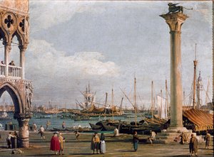 Utsikt över Markusbassängen och kyrkan San Giorgio Maggiore från Piazzetta till Venedig (olja på duk