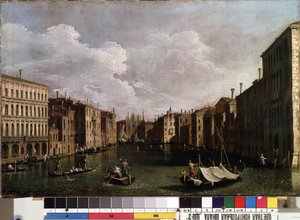 ""Utsikt över Canal Grande i Venedig"" (Venedig) Målning av Giovanni Antonio Canal detto il Canaletto (1697-1768). 1700-talsmuseet för konst i Mikalojus Konstantinas Ciurlionis, Kaunas, Litauen av Canaletto