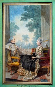 Monsieur och Madame Despourdons akvarell av Louis Carrogis Carmontelle (1717-1806) 1766 Paris, Musee Carnavalet av Carmontelle