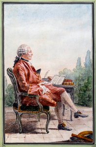 Porträtt av Charles Marie de La Condamine (1701-1774), upptäcktsresande och en fransk vetenskapsman. Akvarell av Louis Carrogis Carmontelle (1717-1806). Chantilly från 1700-talet. Conde Museum
