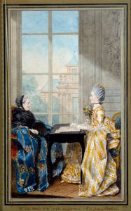 Porträtt av Madame du Moutier och Mademoiselle La Ville, fru till monsieur Clermont d