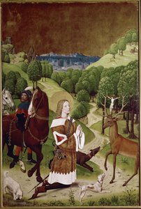 St Hubert-konvertering (olja på panel av (active c.1463 c.1490) Master of Wilten