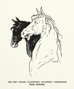 Illustration till Gullivers resor av Jonathan Swift (litografi) av (after) American School