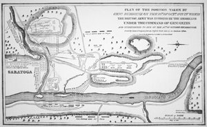 Plan för slaget vid Saratoga, oktober 1777 (litho)