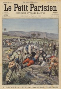 Kommendanten Jean Marie Alexis Preuvosts död i Casablanca, Marocko (färg litho)