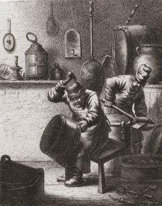 Kopparsmeder i arbete på 1600-talet (tryck)