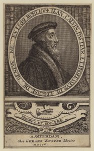 Johannes Calvin, fransk teolog och pastor i den protestantiska reformationen (gravyr)
