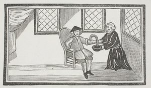 En representation av den förrädiska munken som förblöder honom till döds, illustration från "Chap-books of the artonde århundradet" av John Ashton, pub. 1882 (lito) av (after) English School