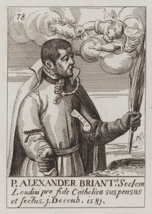 Alexander Briant, engelsk jesuit och katolsk martyr (gravyr) av (after) English School