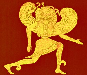 Etruskisk gorgon, från Campana-museet, illustration från 