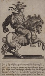 Godfrey of Bouillon, fransk riddare, korsfarare och kung av Jerusalem (gravyr)