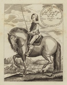 James II och VII, kung av England, Skottland och Irland, när hertigen av York (etsning) av (after) English School