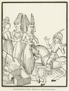 Raymondins första möte med Melusine (gravyr) av (after) English School
