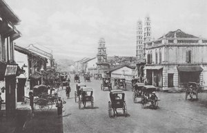 Singapore: North Bridge Road (svartvitt foto) av (after) English photographer