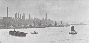Floden och ångbåten Anchorage (svartvitt foto) av (after) English photographer