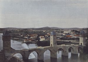 Cahors, Pont Valentre (färgad bild) av (after) French Photographer