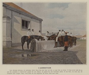 The Watering Place (färgad bild) av (after) French Photographer