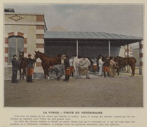 La Forge, besök av veterinären (färgad bild) av (after) French Photographer