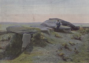 Mane-Lud-dolmen, i Locmariaquer (färgad bild) av (after) French Photographer