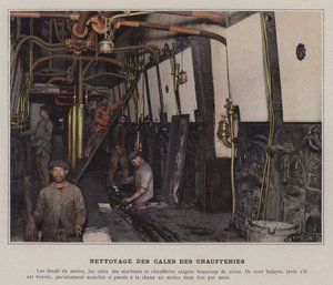 Rengöring av pannrumsutrymmen (färgad bild) av (after) French Photographer