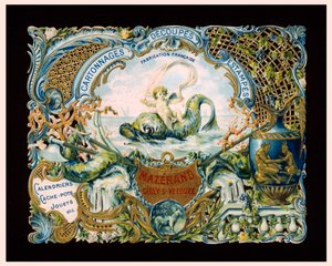 Reklamkort för tryckeriet Mazerand, Cirey-sur-Vezouze, Frankrike (kromolitografi) av (after) French School