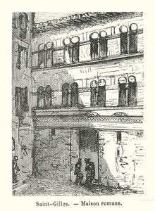 Saint-Gilles, romanskt hus (gravyr) av (after) French School