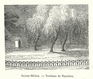 Sainte-Helene, Napoleons grav (gravyr) av (after) French School