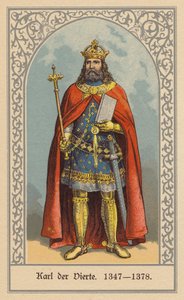 Karl IV, kung av Böhmen och Tyskland och tysk-romersk kejsare (färglitografi)