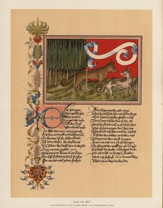 Hund och varg (färglitografi) av (after) German School