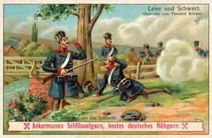Dricksång före slaget (chromolitho) av (after) German School