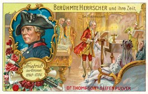 Fredrik den Store av Preussen och en flöjtkonsert (chromolitho) av (after) German School