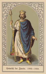 Henrik II, tysk-romersk kejsare (färglitografi) av (after) German School
