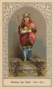 Ludvig barnet, kung av Östfrankrike (färglitografi) av (after) German School