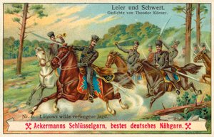 Lutzows vilda jakt. (chromolitho) av (after) German School