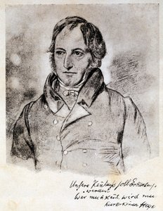 Porträtt av Georg Wilhelm Friedrich Hegel (1770-1831), tysk filosof och idealist. Gravyr efter teckning av G. Hensel.