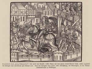 Scen från Hug Chapler, ca 1500 (gravyr) av (after) German School
