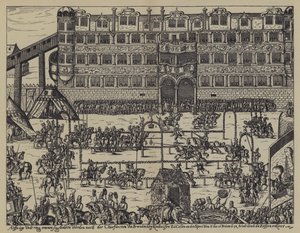 Turnering för att fira dopet av Sigismund, son till John George, kurfursten av Brandenburg, på Colln Castle av (after) German School