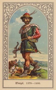 Wenceslaus IV, kung av Böhmen och Tyskland (färglitografi)