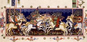 Battle Scene (Imagined Crusades) - i "Statutes of the Holy Spirit of Neapel" (Order of the Holy Spirit) baserat på miniatyr från 1352 av (after) Italian School