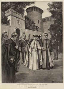 Påven Leo XIII i hans dagars vinter (gravyr) av (after) Italian School