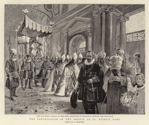 Canoniseringen av två präster vid Peterskyrkan i Rom (gravyr) av (after) Italian School