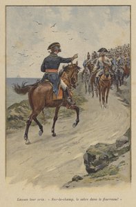 Lannes ropade till dem: "Slida genast svärdet!" (färg litho) av (after) Paris