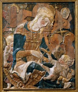 Madonna och barn, basrelief (terrakotta) av (attr. to) Donatello