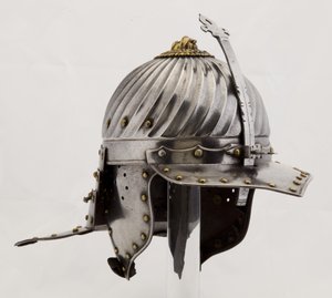 Zischägge, c.1620-25 (stål, järn, mässing & läder) av (attr.to) German School