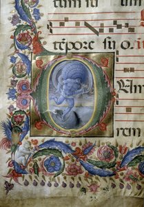 Upplyst sida av en gradvis (miniatyr av (c.1445 1527) Liberale da Verona