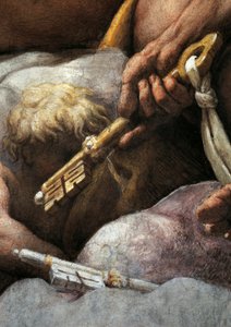 Vision of St John Evangelist on Patmos, Ascension of Christ among Apostles, or Christ in Glory av Antonio Allegri, känd som Correggio (1489-ca 1534), fresk, 966x888 cm diameter vid basen, detalj, Church of St John Evangelist, kupol, Parma