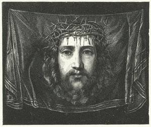 Slöja av Veronica med porträtt av Kristus (gravyr) av (c.1489 1534) (after) Correggio