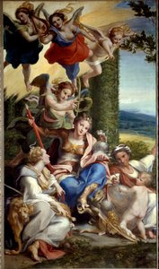 Allegori om dygden. Målning av Antonio Allegri känd som Il Correggio (eller Le Correge 1489-1534) 1500-talet. Storlek 0,88x1,48m.