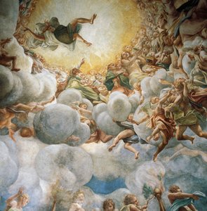 Eva och Maria stiger upp, detalj från Jungfruns upptagande av (c.1489 1534) Correggio
